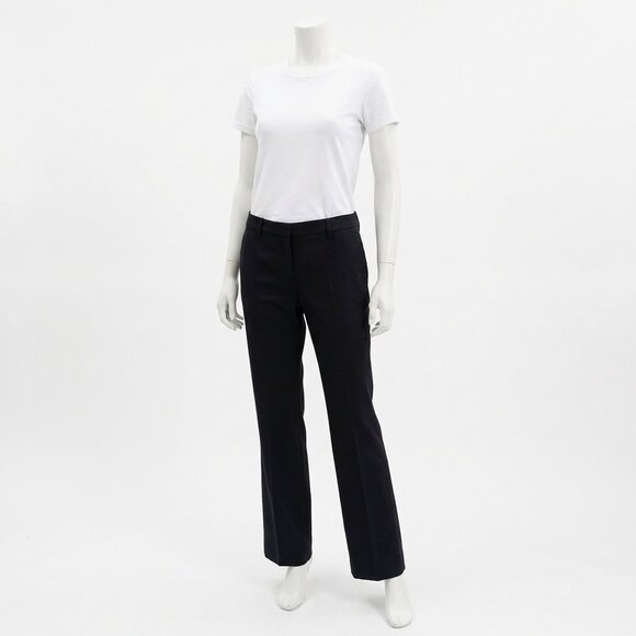 PRADA Black Virgin Wool Flat Front Bootcut Trousers IT42 - Picture 2 of 6